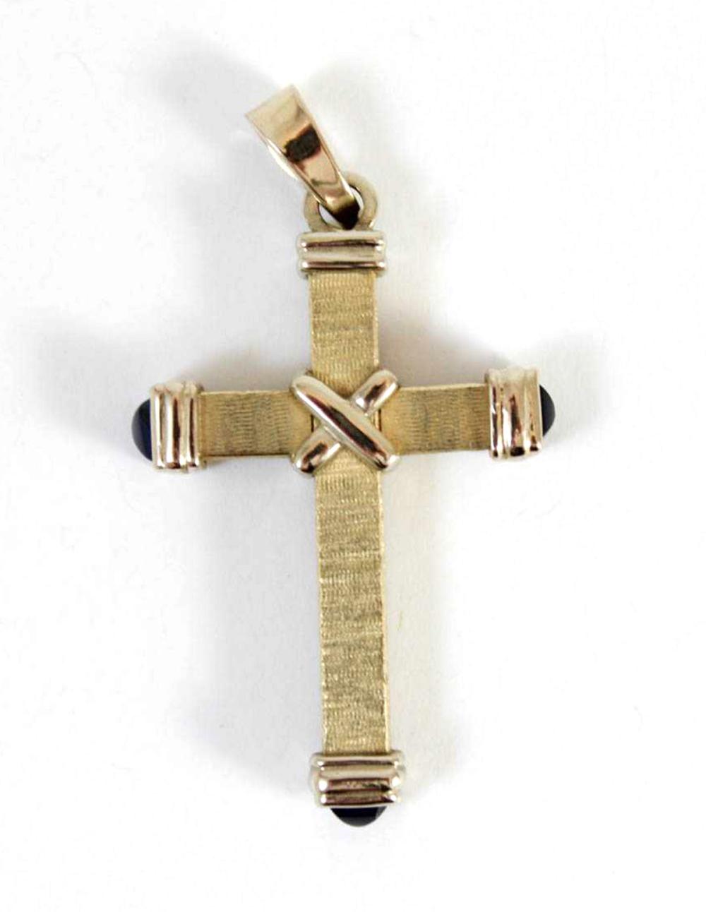 Appraisal: SAPPHIRE AND EIGHTEEN KARAT GOLD PENDANT The k gold cross