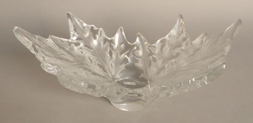 Appraisal: Large Lalique leaf form center bowl th c engraved Lalique