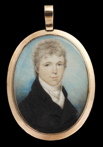 Appraisal: English School th centuryminiature portrait of a young man