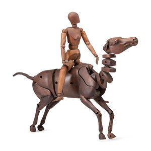 Appraisal: An Articulated Artist's Model Carved Horse and Human Figure in