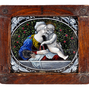 Appraisal: A Limoges Painted Enamel Plaque Likely th th Century inscribed