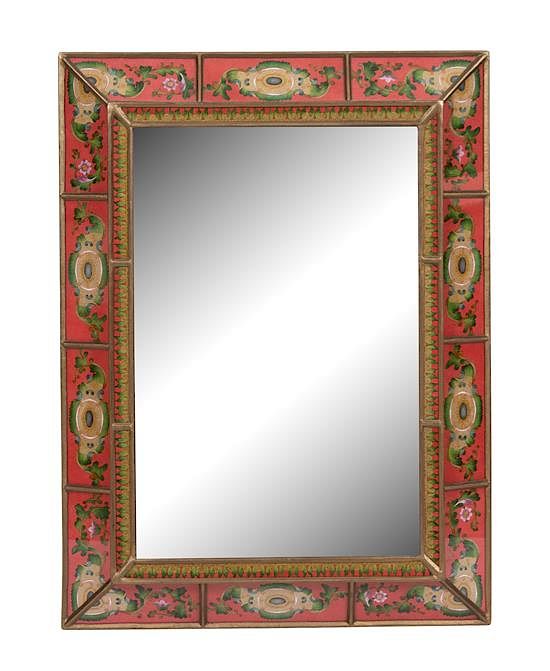 Appraisal: A Continental Verre Eglomise Framed Mirror Height x depth inches