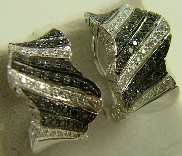 Appraisal: PAIR OF BLACK AND COLORLESS DIAMOND EARRINGS K white gold