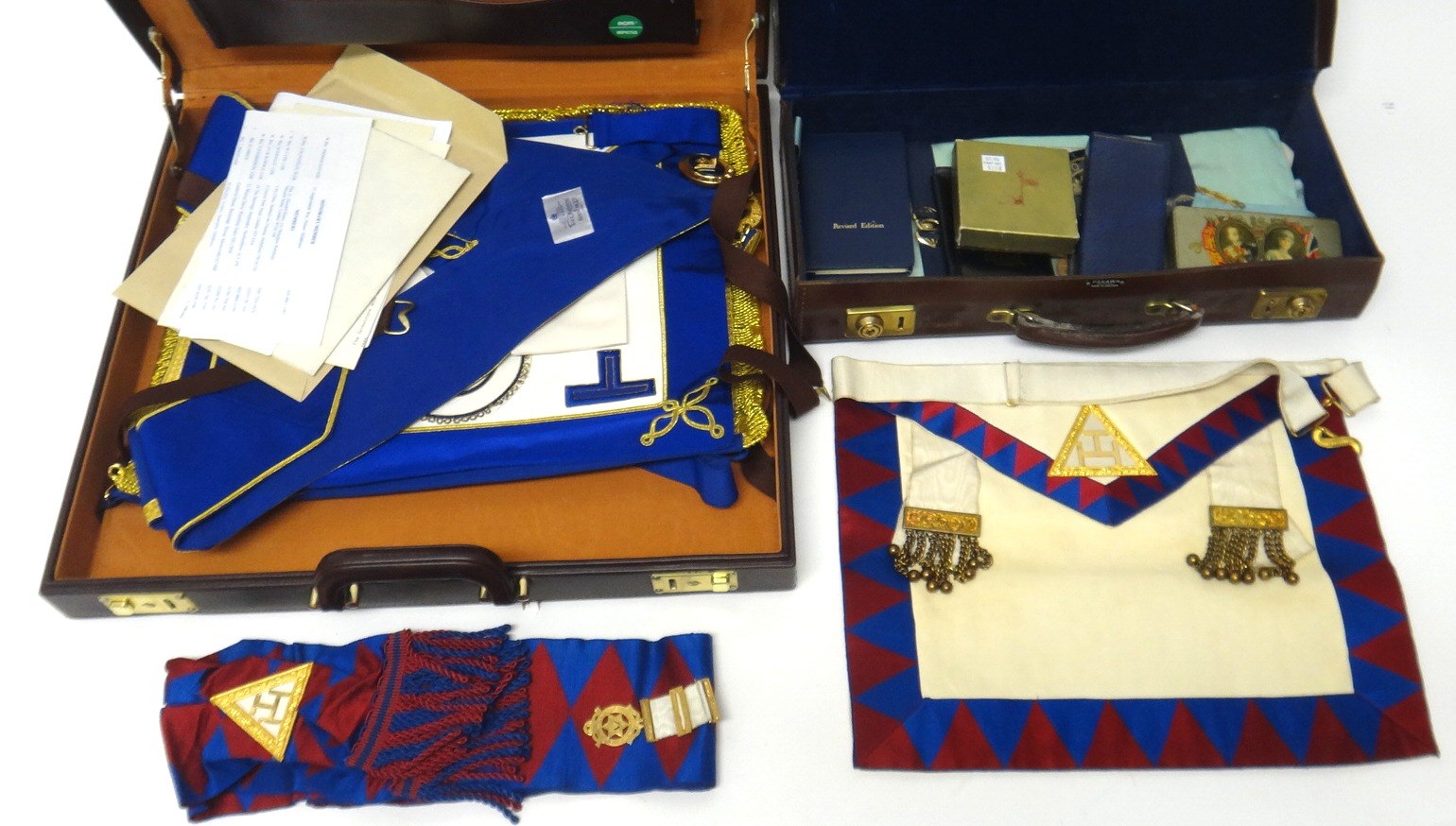 Appraisal: A quantity of Masonic regalia including two silver Masonic medals