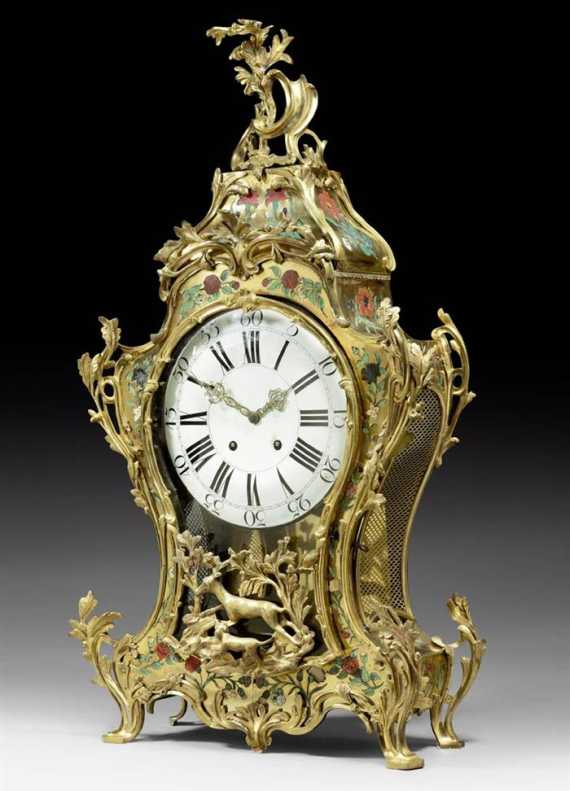 Appraisal: CLOCK WITH BOULLE MARQUETRY R gence Louis XIV Paris circa