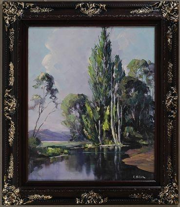 Appraisal: CLEMENT METIVIER - WINDING RIVER Oil on artistboard x in