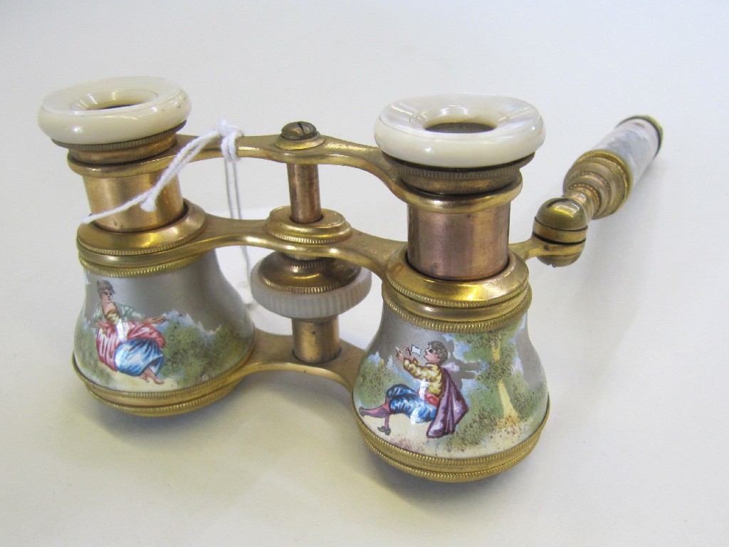 Appraisal: Pair of pictorial enamel opera glasses