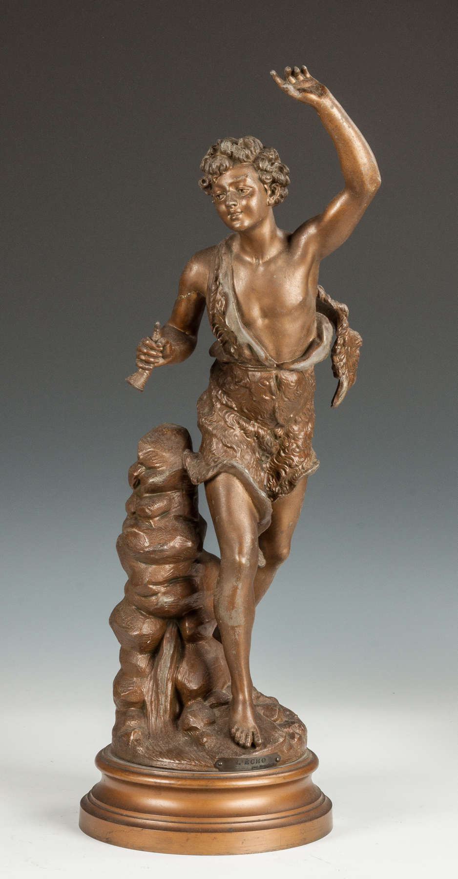 Appraisal: Spelter Statue of a Young Boy Both th cent Together