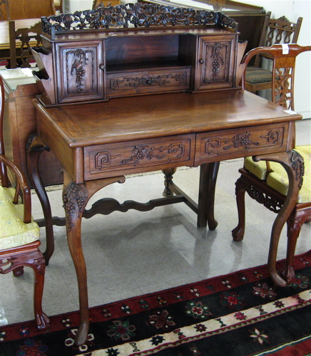 Appraisal: CHINESE CARVED HONGMU WRITING DESK the back edge of the