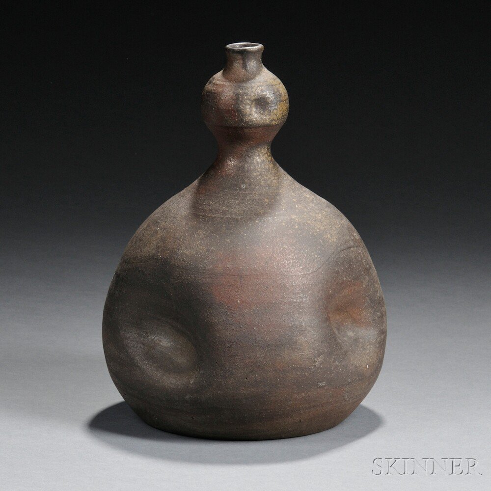 Appraisal: Bizen Sake Bottle Japan of double gourd form ht in