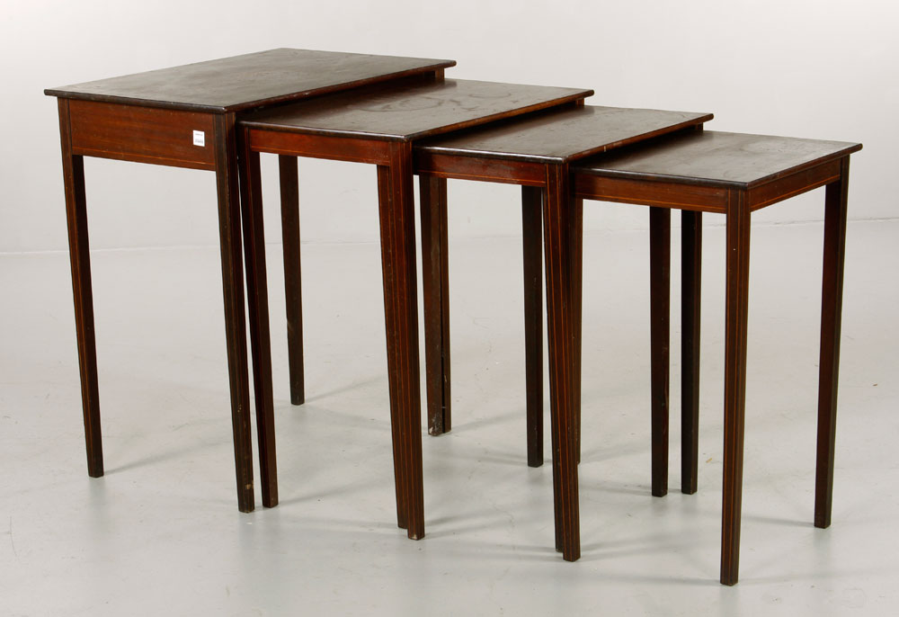 Appraisal: - Nest of Inlaid Mahogany Tables Nest of four tables