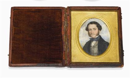 Appraisal: Portrait miniature of a gentleman english school circa Watercolor on