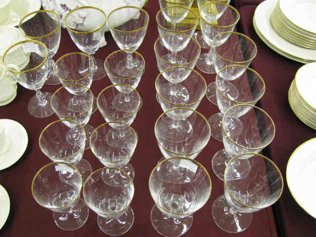 Appraisal: Pcs Gold Rimmed Crystal Stemware sizes to appear unused