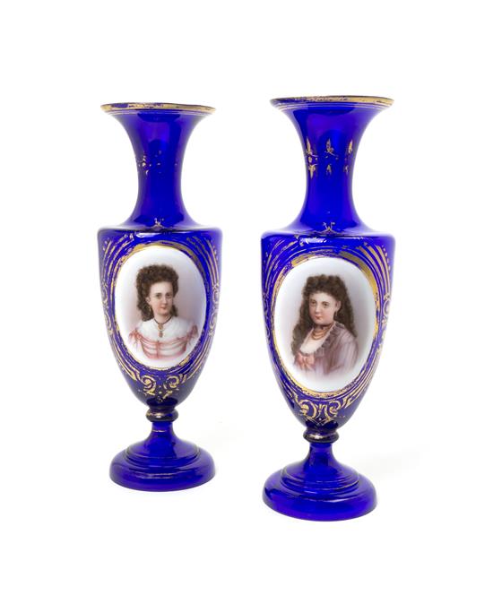 Appraisal: Sale Lot A Pair of Austrian Cobalt Blue Urns each