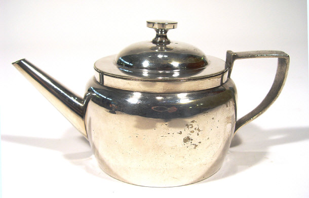 Appraisal: Christopher Dresser Hukin and Heath silver plated batchelor's teapot stamped