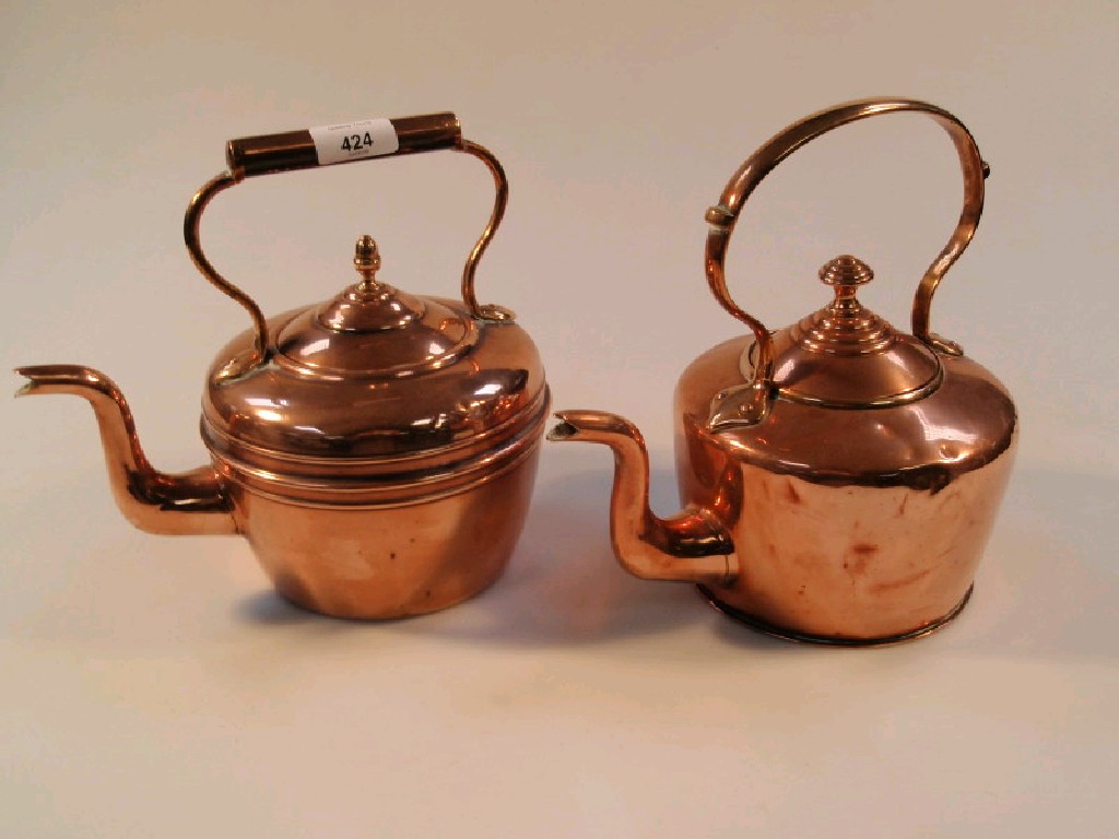 Appraisal: Two thC copper kettles