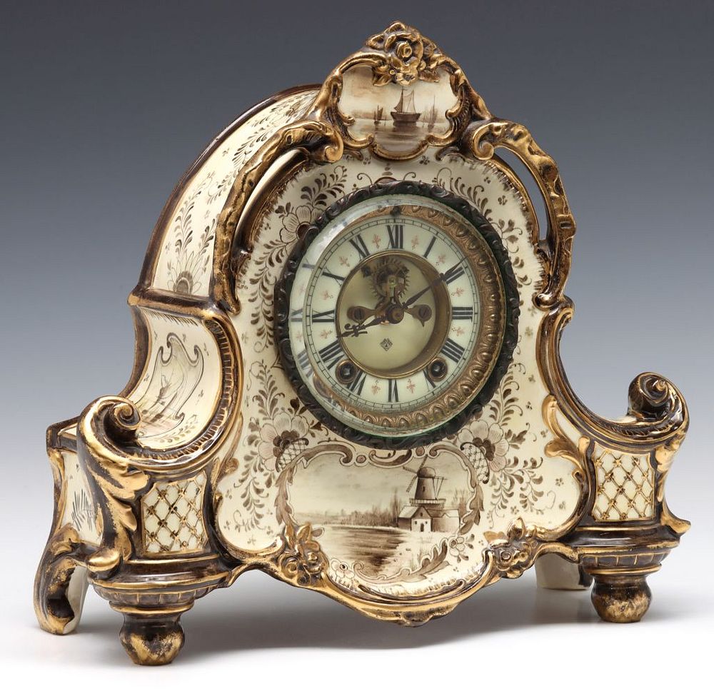 Appraisal: A LARGE AND ELABORATE ANSONIA LA VERA CHINA CASE CLOCK