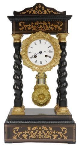 Appraisal: French Napoleon III period portico clock th c ebonized wood