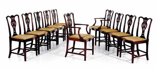 Appraisal: George III style mahogany dining chair set comprising two arms