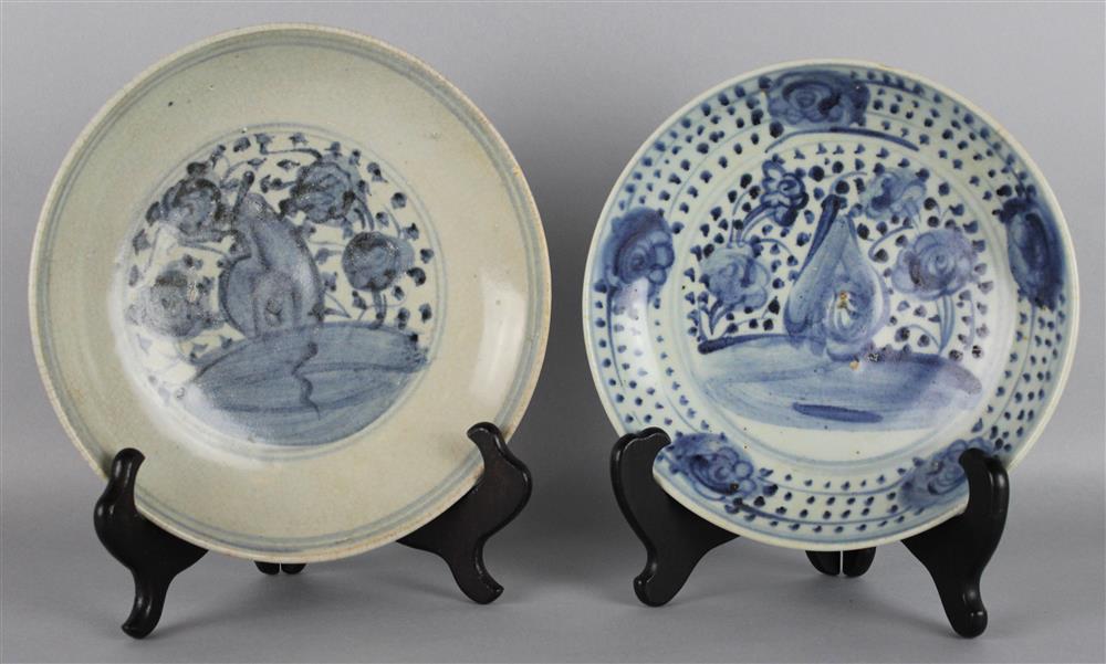 Appraisal: TWO SOUTHERN CHINESE BLUE AND WHITE WARES MING DYNASTY the