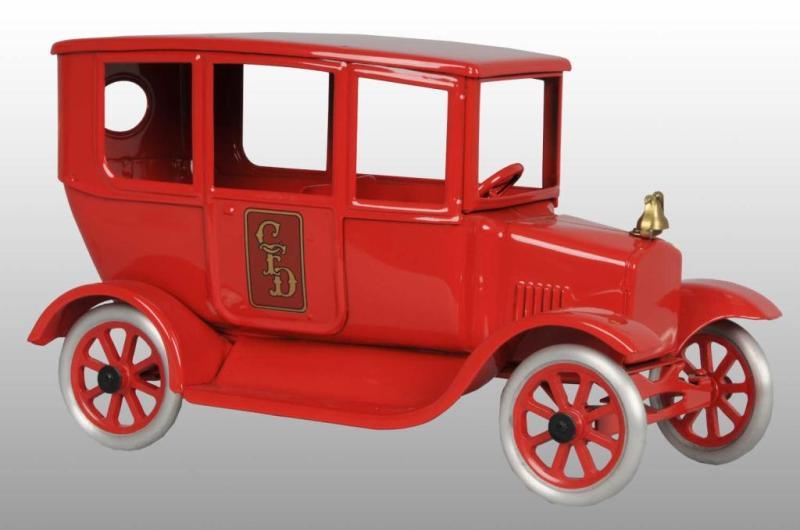 Appraisal: Pressed Steel Flivver CFD Fire Chief Car Toy Description Cowdery