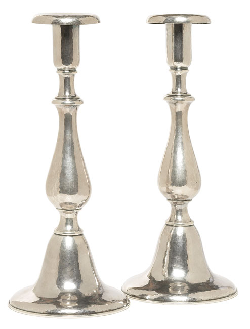 Appraisal: Fine Petterson Studio candlesticks pair large forms in hammered sterling