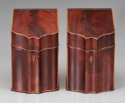 Appraisal: Pair Georgian style knife boxes each with inlaid kite escutcheon