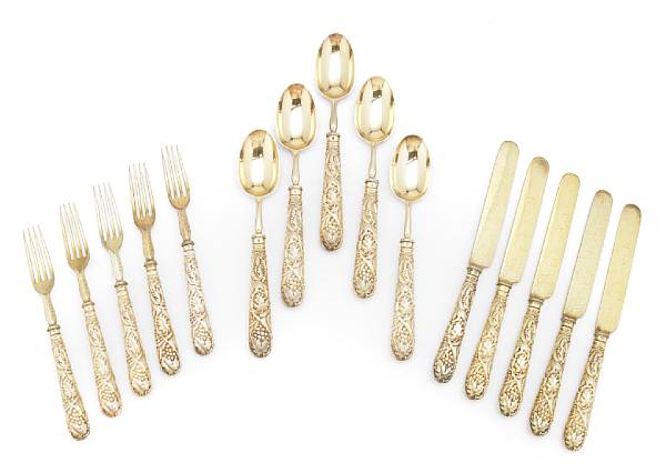 Appraisal: A Victorian matched silver gilt dessert service for eighteen Comprising