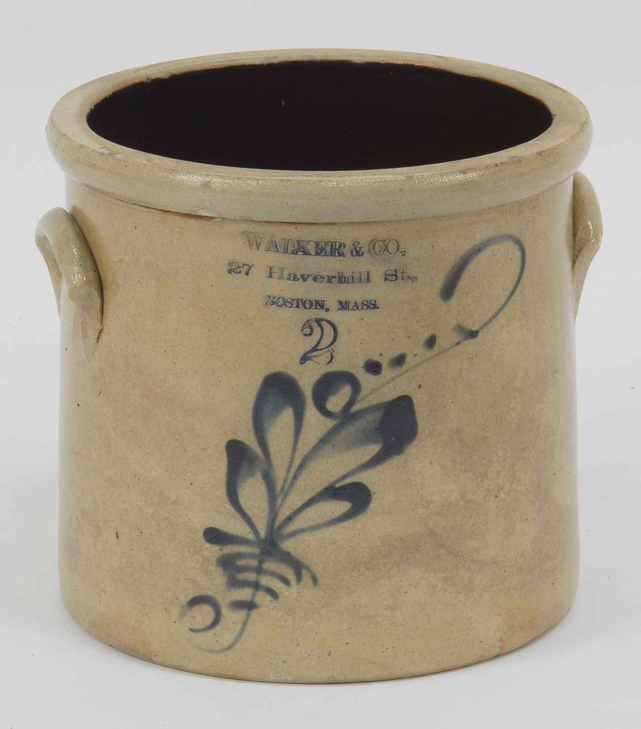 Appraisal: TWO-GALLON STONEWARE CROCK th CenturyMarked Walker Co Haverhill St Boston