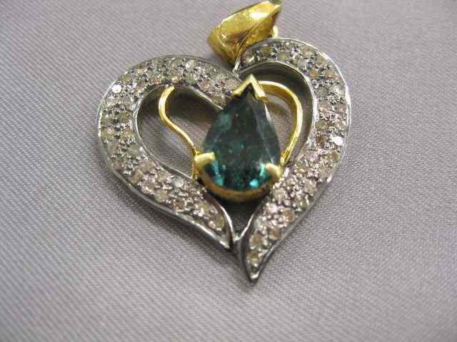 Appraisal: Green Tourmaline Diamond Pendant carat pear shape gem and carat