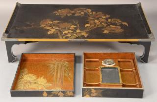 Appraisal: Japanese lacquered writing box Suzuribako lacquer decorated with nashiji with