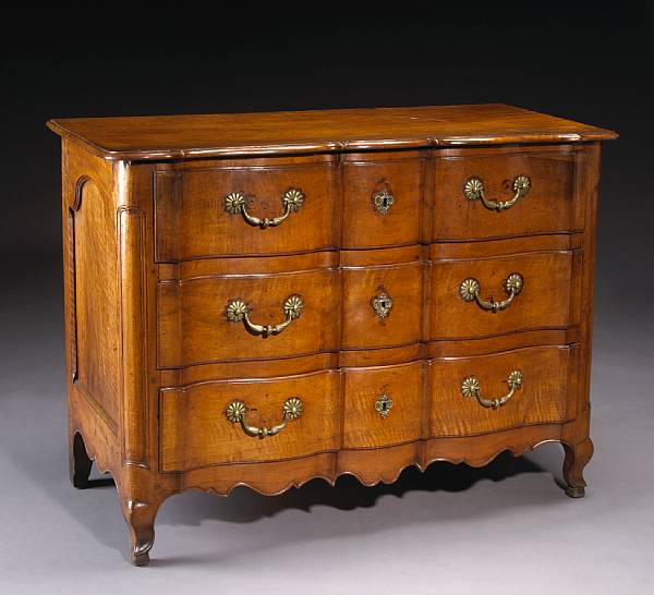 Appraisal: A Louis XV walnut commode mid th century The rectangular