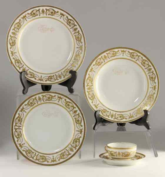 Appraisal: Theodore Haviland Limoges Partial Servicewhite glazed gold encrusted rim and