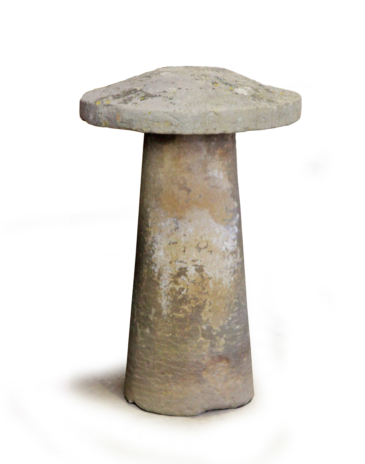 Appraisal: AMERICAN STADDLE STONE Nineteenth century sandstone Two-piece mushroom shaped stone