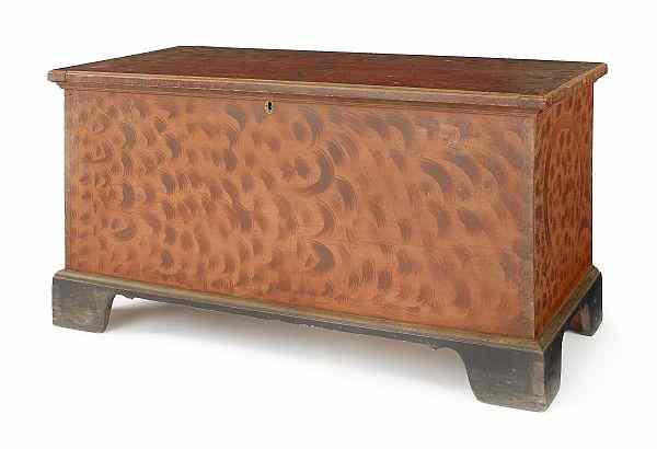 Appraisal: Pennsylvania painted pine blanket chest ca retaining its original salmon