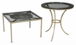 Appraisal: Two Modern Glass and Metal Tables th century one circular