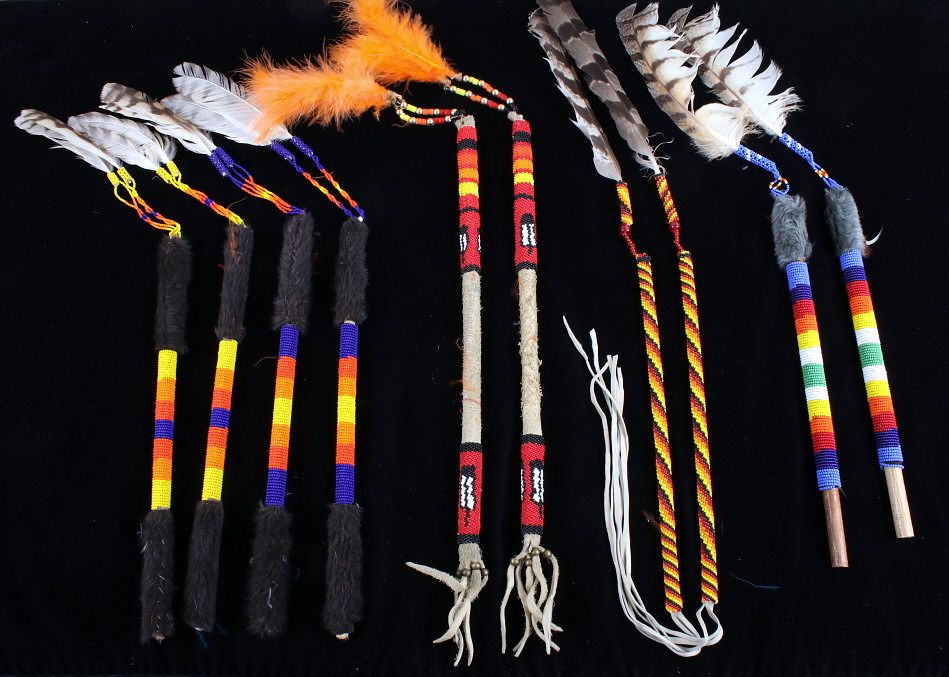 Appraisal: Flathead Indian Beaded Dance Stick Collection Featured in this lot