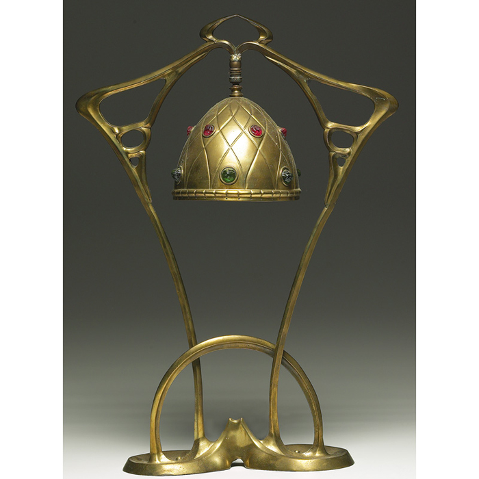 Appraisal: Austrian lamp attribution Art Nouveau design in brass with inset