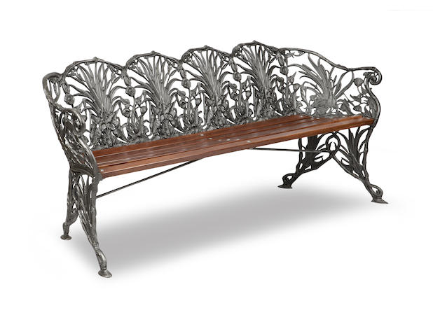 Appraisal: A Falkirk foundry cast iron garden bench Fourth-quarter th century