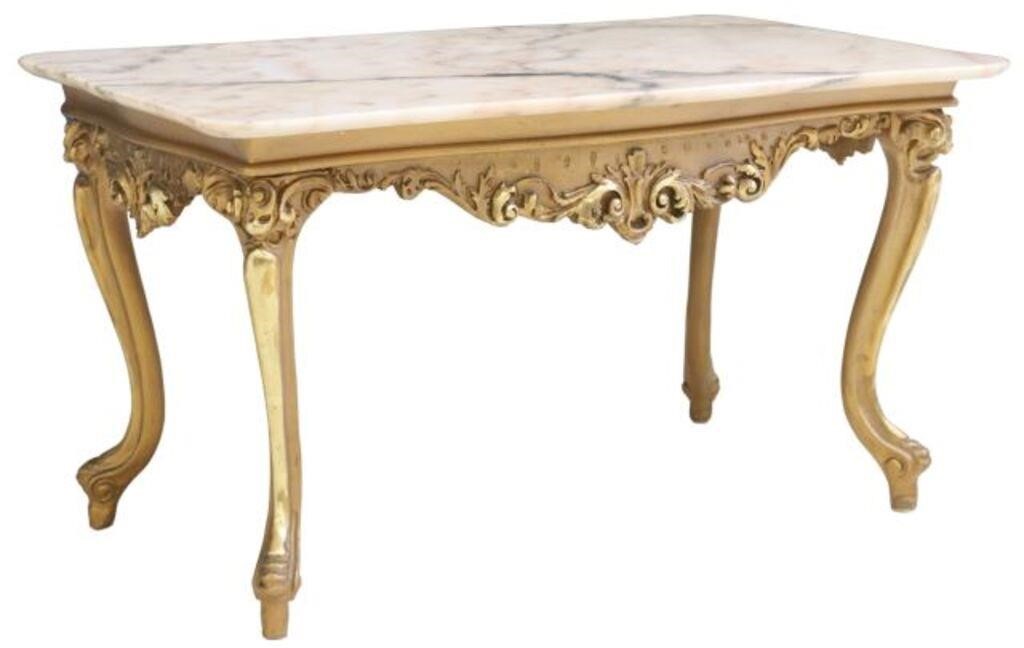 Appraisal: Louis XV style giltwood coffee table th c having shaped