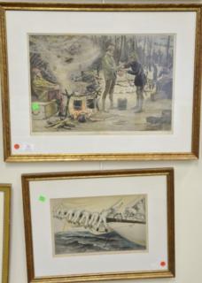 Appraisal: Group of six prints Harper's Weekly A B Frost ship