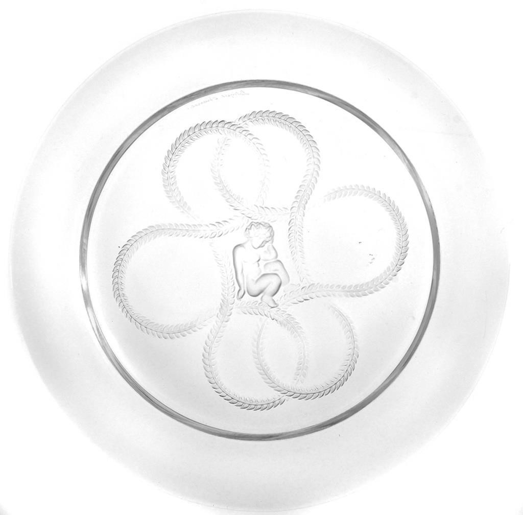 Appraisal: Set of glass French Lalique plates with a cherub or