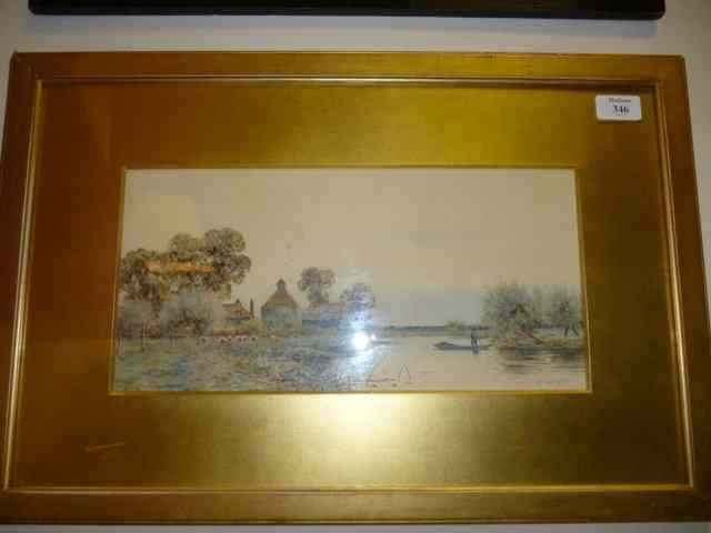 Appraisal: R WINTER - 'A riverside farm near Oxford' watercolour signed