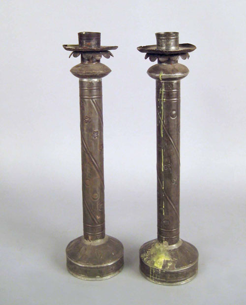 Appraisal: Pair of tin candleholders th c