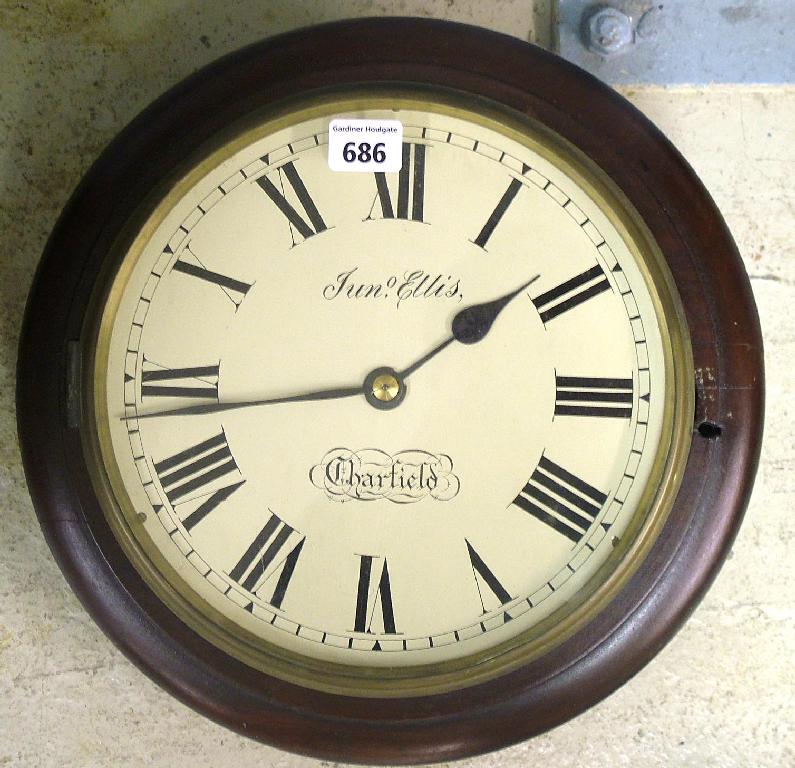 Appraisal: Mahogany single fusee wall dial signed Juno Ellis Charfield within