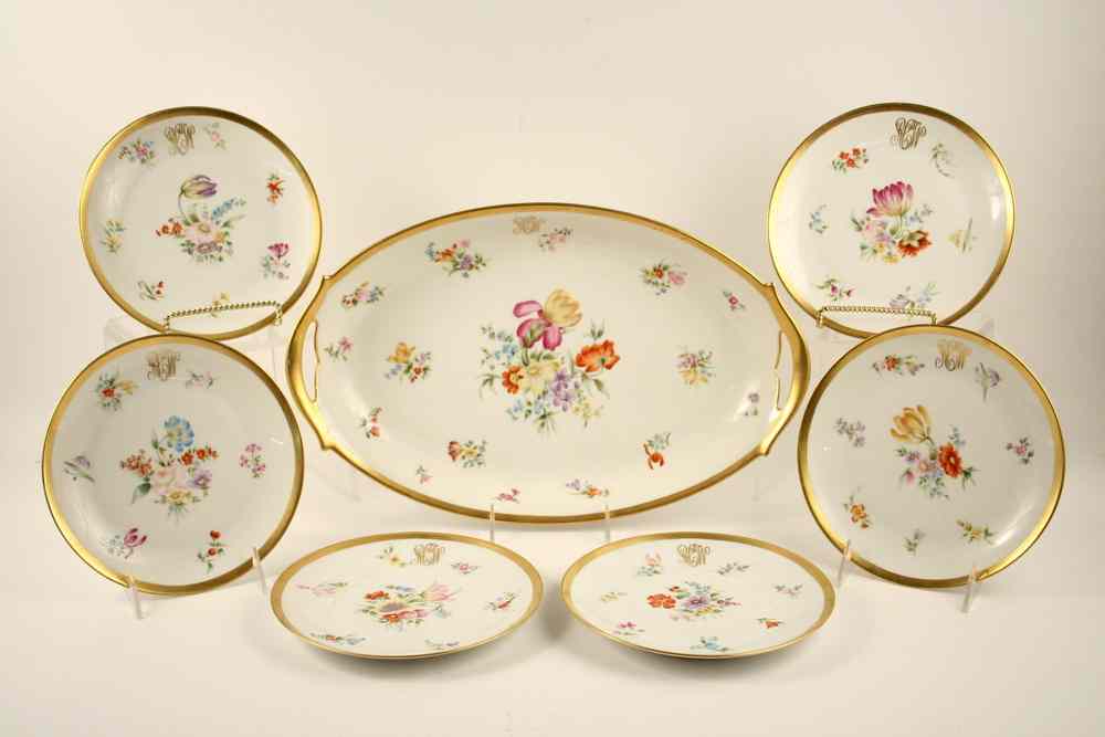 Appraisal: DESSERT SET - Circa seven piece Limoges china set consists