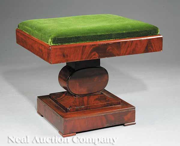 Appraisal: An American Late Classical Mahogany Stool c the square seat