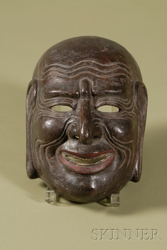 Appraisal: Carved Wood Noh Mask Japan th century in the form