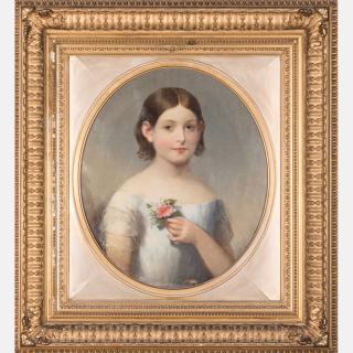 Appraisal: American School th Century Portrait of a Girl Oil on