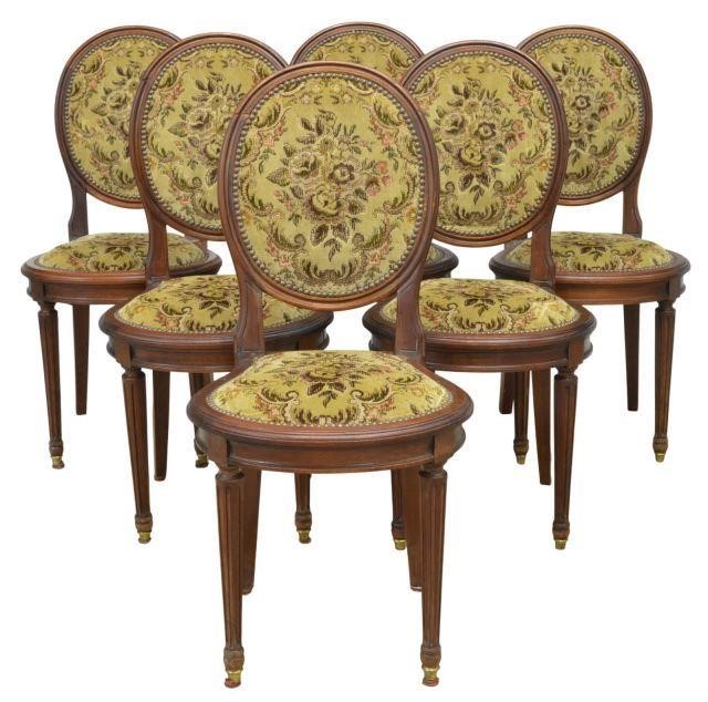 Appraisal: lot of French Louis XVI style upholstered dining chairs early